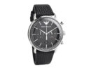 Emporio Armani Aviator Chronograph Black Dial Black Leather Strap Watch For Men - AR11143
